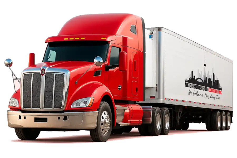 A professional courier truck delivering packages
